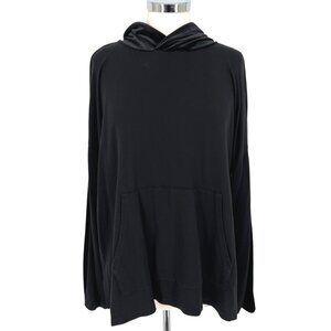 Eileen Fisher Black Velvet Hooded Pullover Top Black Tencel Size Medium